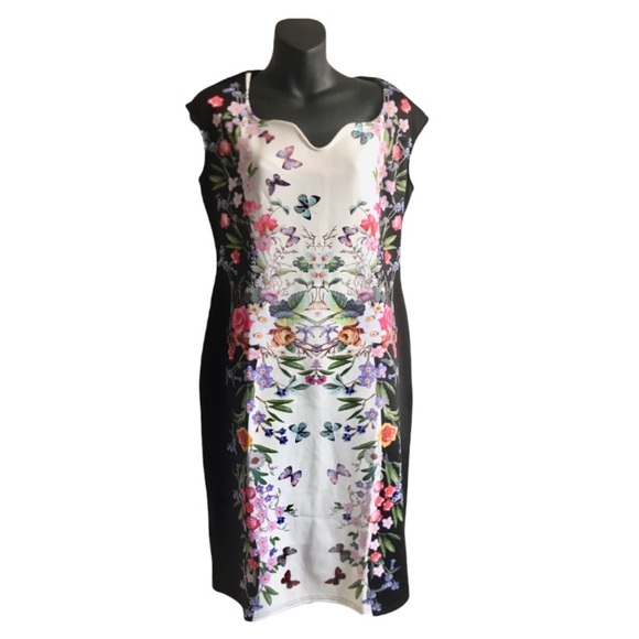 NWT ANGVNS Beautiful Butterflies Floral Summer Dress. L. - Picture 2 of 6